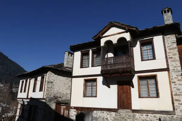 Huizen Van Het Dorp Rhodope Shiroka Laka Bulgarije — Stockfoto