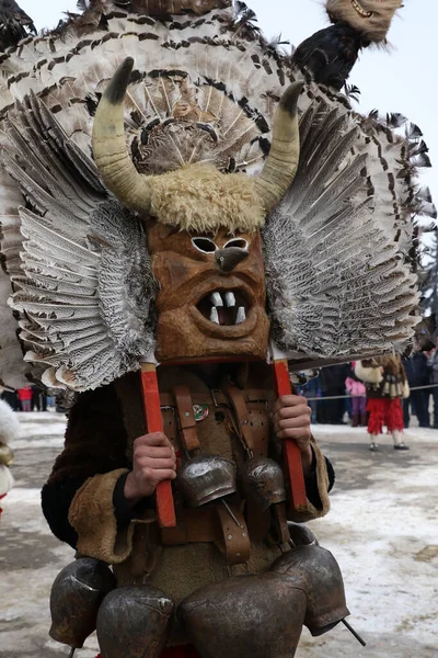 Breznik Bulgaria Enero 2017 Personas Identificadas Con Disfraces Tradicionales Kukeri — Foto de Stock