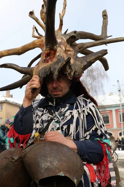 Breznik Bulgaria Enero 2017 Personas Identificadas Con Disfraces Tradicionales Kukeri —  Fotos de Stock