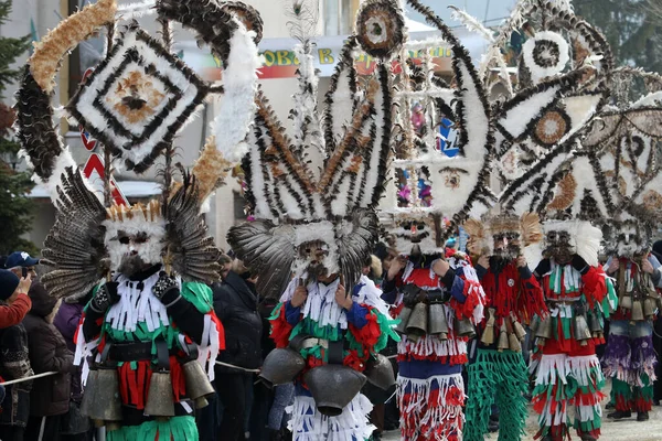 Breznik Bulgaria Enero 2017 Personas Identificadas Con Disfraces Tradicionales Kukeri —  Fotos de Stock