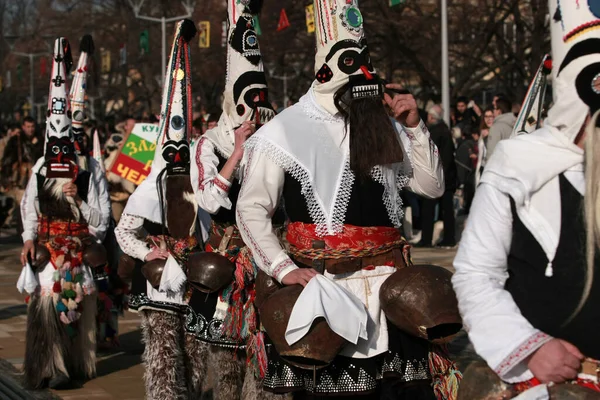 Pernik Bulgarije Januari 2016 Masqueradefestival Surva Pernik Bulgarije Mensen Met — Stockfoto