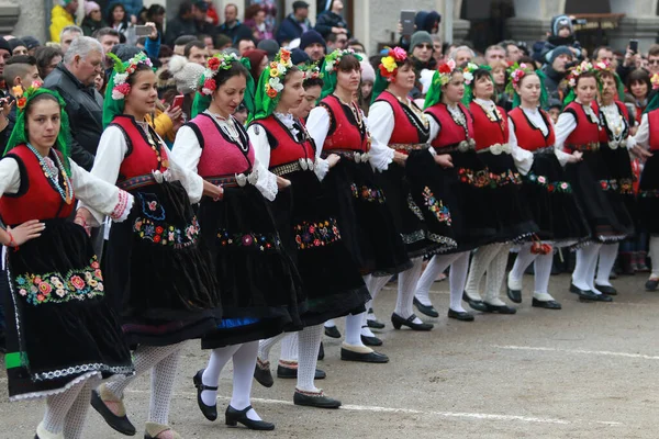Shiroka Laka Bulgaria March 2018 People Traditional Costumes Dance Bulgarian — Stock Photo, Image