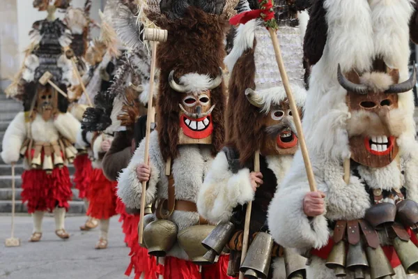 Zemen Bulgária 2019 Március Masquerade Festival Surva Zemen Bulgaria Kukeri — Stock Fotó