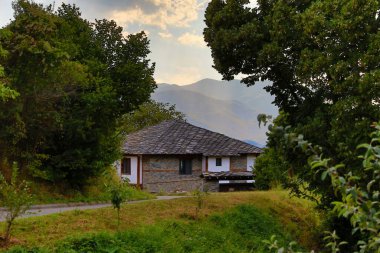 Summer time in the Village of Leshten, Bulgaria. Stone houses, Bulgaria, Europe. The Village of Leshten is architectural reservation