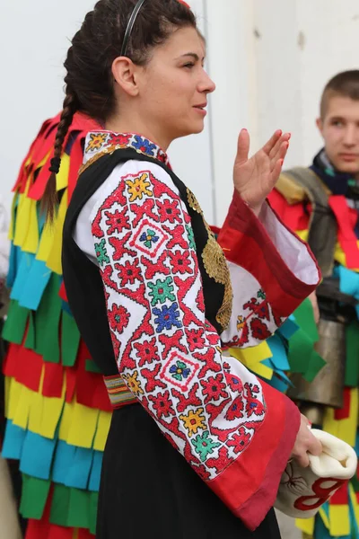 Zemen Bulgaria March 2019 People Dressed Traditional Bulgarian Authentic Folklore — стоковое фото