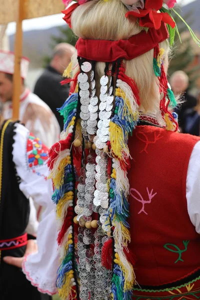 Zemen Bułgaria Marca 2019 Osoby Ubrane Tradycyjne Bułgarskie Autentyczne Stroje — Zdjęcie stockowe