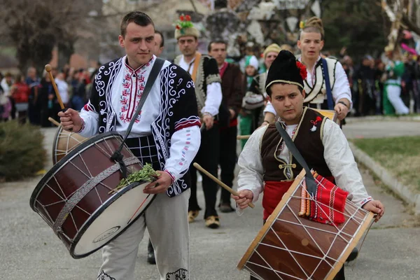 Zemen Bulgaria March 2019 People Dressed Traditional Bulgarian Authentic Folklore — Stock Photo, Image