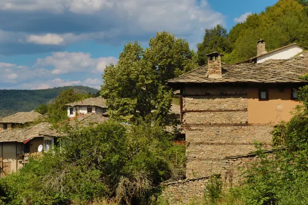 Hora Verão Aldeia Leshten Bulgária Casas Pedra Bulgária Europa Vila — Fotografia de Stock