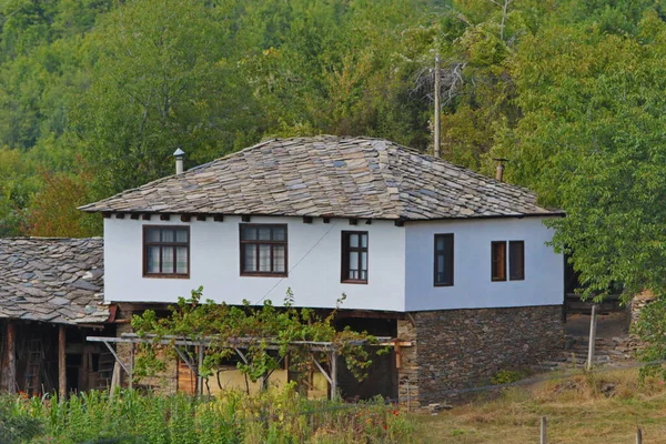 Переход Летнее Время Деревне Лештен Болгария Каменные Дома Болгария Европа — стоковое фото