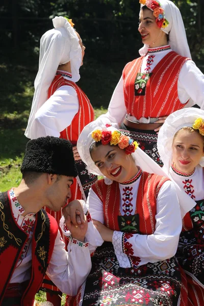 Vratsa Bulgaria June 2018 People Traditional Authentic Folk Costumes Recreating — Stok fotoğraf