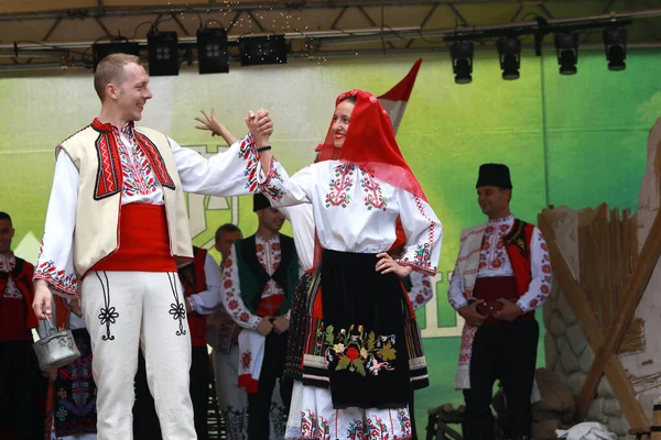 Vratsa Bulgaria June 2018 People Traditional Authentic Folk Costumes Recreating — Stock Fotó