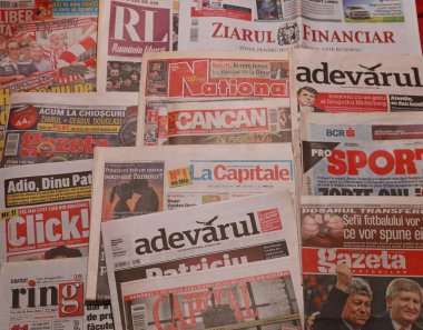World Newspapers. Collage of paper headlines about the World Newspapers