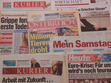 World Newspapers. Collage of paper headlines about the World Newspapers