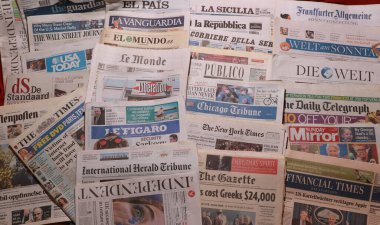 World Newspapers. Collage of paper headlines about the World Newspapers