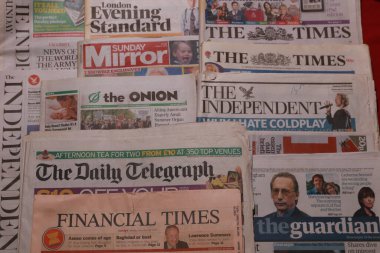World Newspapers. Collage of paper headlines about the World Newspapers