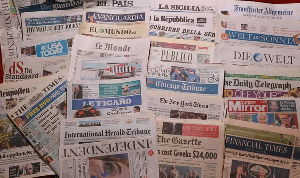 World Newspapers. Collage of paper headlines about the World Newspapers