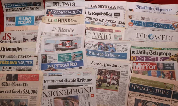 World Newspapers. Collage of paper headlines about the World Newspapers