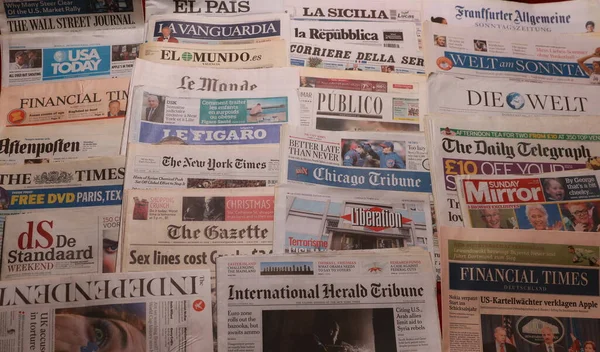 World Newspapers Collage Paper Headlines World Newspapers — Stok fotoğraf