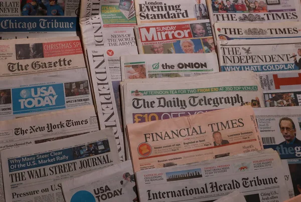 World Newspapers. Collage of paper headlines about the World Newspapers