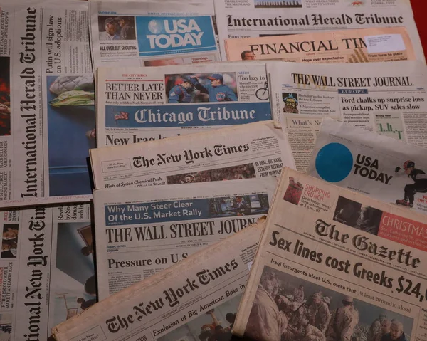 World Newspapers. Collage of paper headlines about the World Newspapers