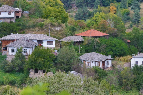 保加利亚Dolen村历史文化保护区内的老房子 Dolen以350座老房子而闻名 这是19世纪罗多比亚建筑的一个例子 房子上铺着石板 — 图库照片