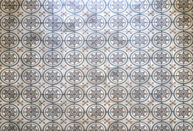 Damalı geleneksel Avrupa seramik mozaik kaplama şablonu. Mimari mozaik detay, sokak, banyo ve havuz için soyut arka plan. Sokak ve iç tasarım için süs deseni