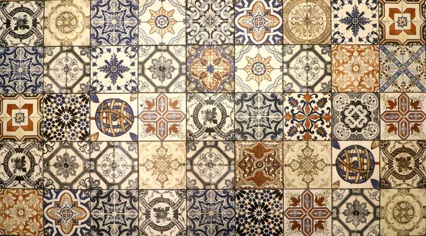 Carreaux Céramique Européenne Traditionnelle Motif Fond Mosaïque Carreaux Détail Mosaïque — Photo