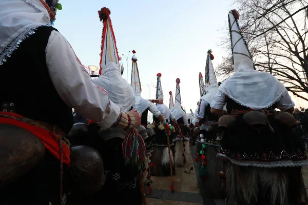 Pernik Bulgarije Januari 2019 Masqueradefestival Surva Pernik Bulgarije Mensen Met — Stockfoto