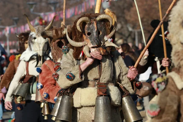 Перник Болгарія Січня 2019 Маскарад Фестиваль Сурва Пернику Болгарія Люди — стокове фото