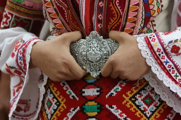 Roupas Tradicionais Folclore Autêntico Búlgaro — Fotografia de Stock