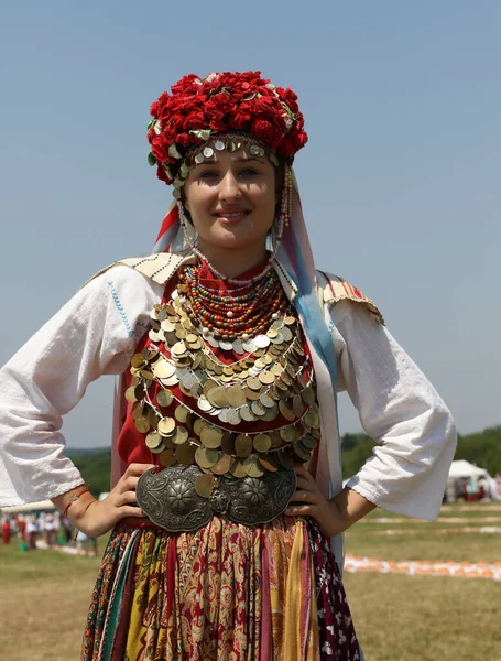 Arbanassi Bulgária Julho 2017 Mulher Trajes Folclóricos Tradicionais Feira Nacional — Fotografia de Stock