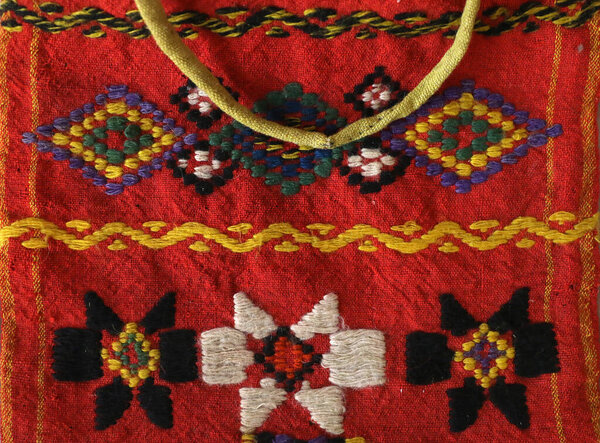 Authentic folk-style details of costumes from Bulgaria. Authentic folk costumes from Bulgaria