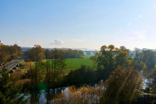 Autumn landscape of the valley on a Sunny morning