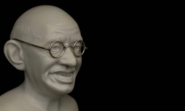 Nahaufnahme Der Büste Von Mahatma Gandhi Vor Einem Schlichten Weißen — Stockfoto