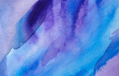 Kağıt dokusu üzerinde farklı katmanları olan soyut mavi suluboya arkaplan