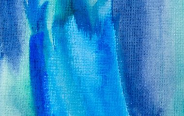 Kağıt dokusu üzerinde farklı katmanları olan soyut mavi suluboya arkaplan