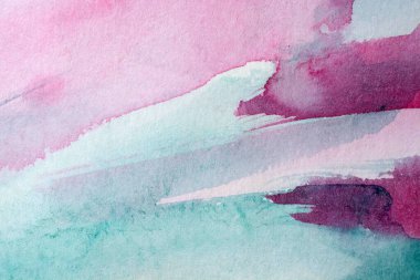 Kağıt dokusu, arkaplan tasarımı, elle boyanmış element üzerine mavi ve pembe suluboya boya.