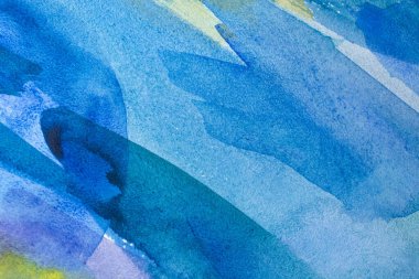 Soyut desen fırça mürekkebi arka plan akvaryum suluboya el boyası. Dekoratif mavi duvar kağıdı