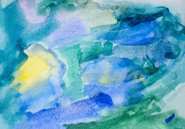 Kağıt dokusunda mavi ve yeşil suluboya, arkaplan tasarımı, elle boyanmış element