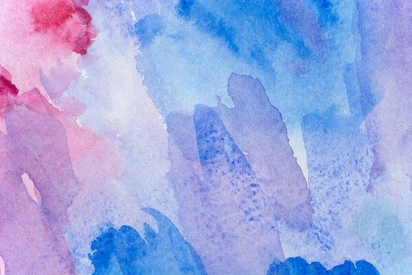 Abstract watercolor background with colorful different layers on paper texture, pink blue art