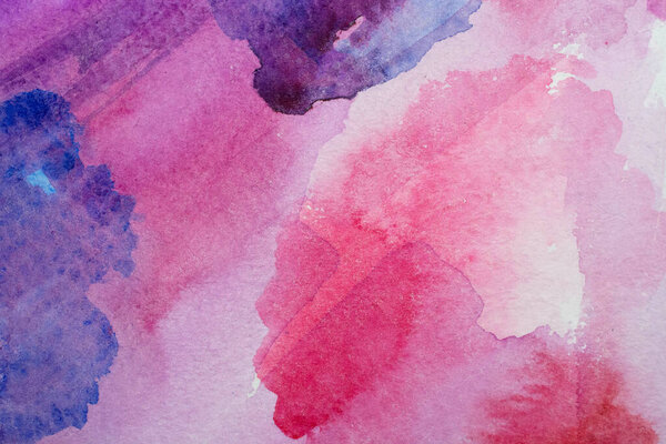 Abstract watercolor background with colorful different layers on paper texture, pink blue art