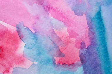 Kağıt dokusunda farklı katmanlara sahip soyut suluboya arkaplan, pembe mavi sanat