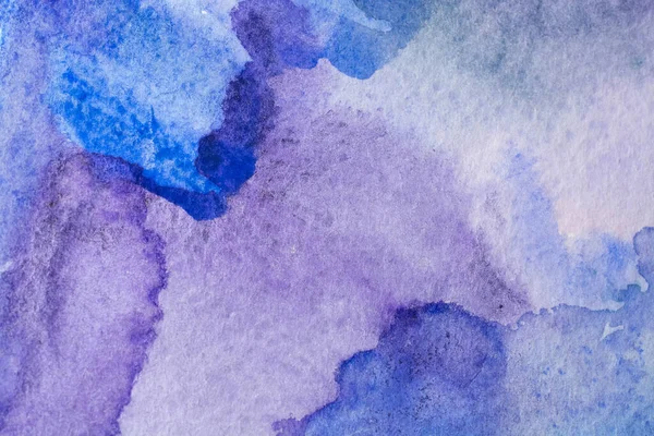 Abstrakte Hand Gemalt Blau Lila Aquarell Hintergrund Auf Nassem Papier — Stockfoto