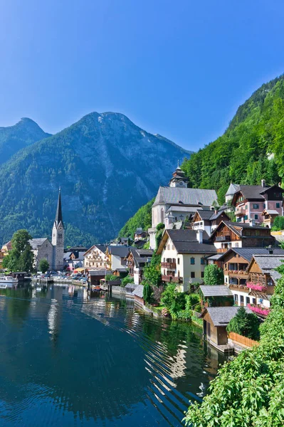 Hallstatt Alpok Óvárosra Tóra Néző Ausztria — Stock Fotó
