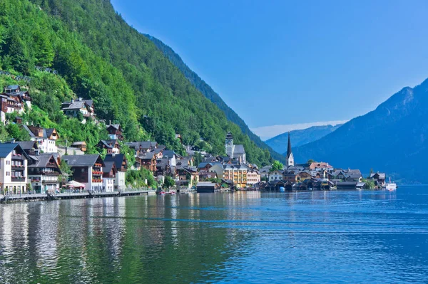 Hallstatt Alpok Óvárosra Tóra Néző Ausztria — Stock Fotó