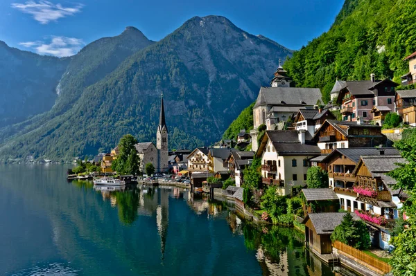 Hallstatt Alpok Óvárosra Tóra Néző Ausztria — Stock Fotó