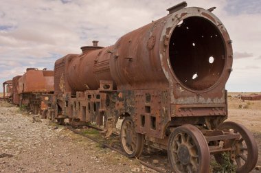 Eski tren mezarlığı, Salar de Uyuni, Bolivya, Güney Amerika
