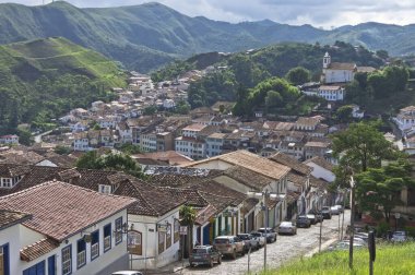 Ouro Preto, Eski şehir sokak manzarası, Brezilya, Güney Amerika
