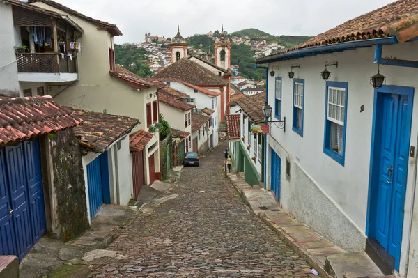 Ouro Preto, Eski şehir sokak manzarası, Brezilya, Güney Amerika