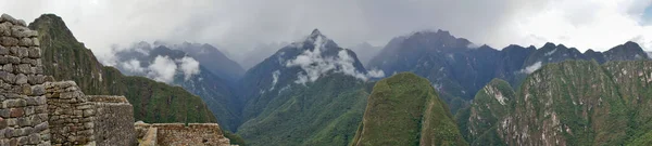 Machu Picchu Cloudy Day Αρχαία Θέα Στην Πόλη Περού Νότια — Φωτογραφία Αρχείου